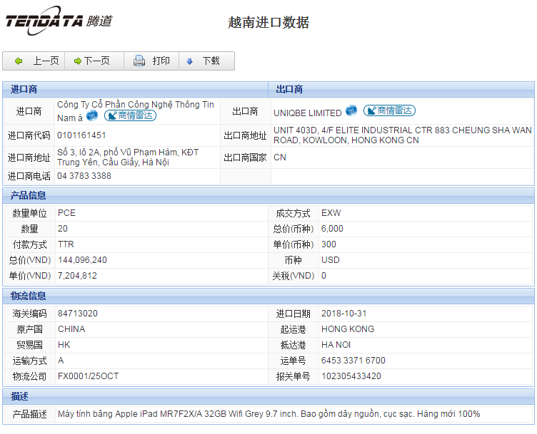 海关数据,进出口数据,进口数据,EVO视讯官网,贸易,越南